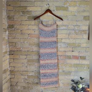 Handmade Acrylic Yarn Multicolor Rainbow Cream Chunky Scarf